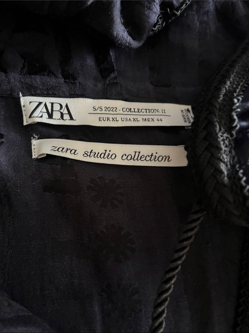 Zara Black Hooded Tunic Jacket with Tassel Tie - Picture 2 of 7